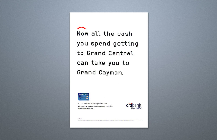 Citibank Commuter Car Cards: 4 color process printed on 5-ply board and transit vinyl.