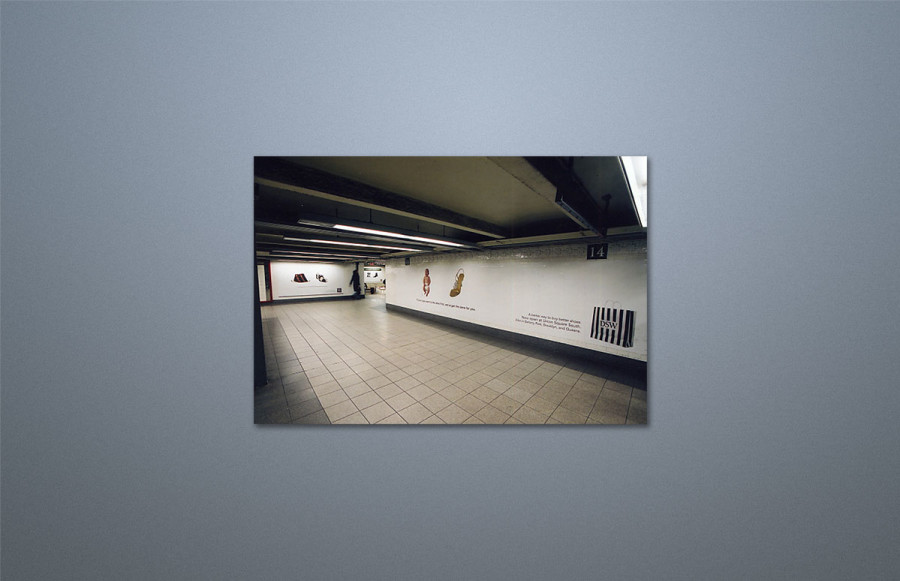 DSW Station Domination: Designer Shoe Warehouse, a rapidly expanding discount shoe retailer, introduced their newest store located on New York's Union Square with a "Station Domination" program. Utilizing digital printing on adhesive vinyl we generated 75 images to totally blanket the entire subway venue. The images varied in size from 17.5" x 18" to 60" x 300."