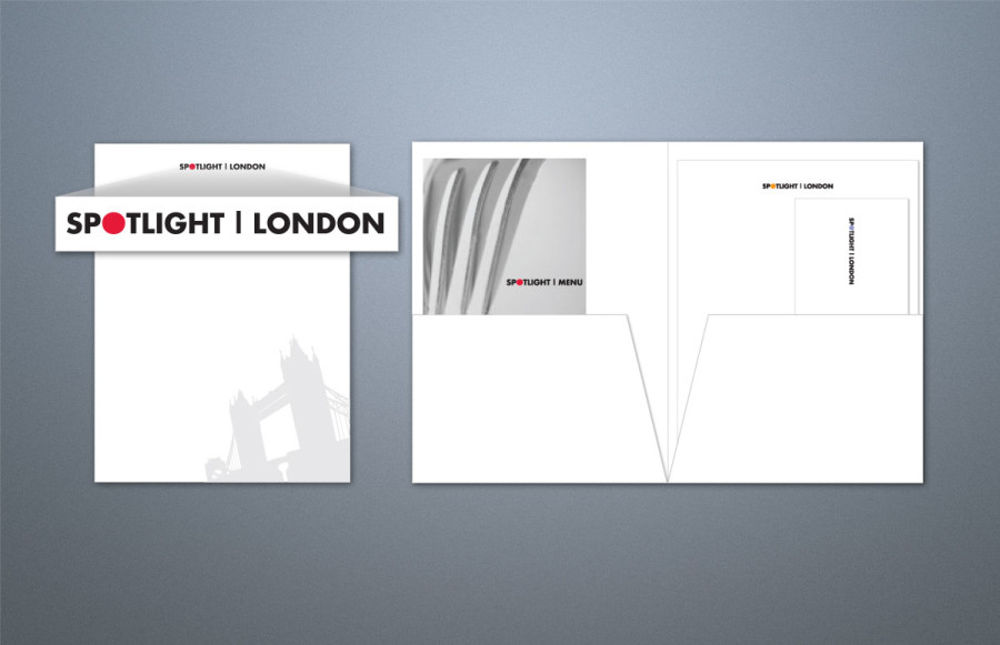 American Express London 2012 Hospitality Center: Corporate identity system and collateral material developed for the Amex 2012 Olympic Hospitality Center. Five different letterheads and envelopes. 8 ½ x 11" each printing cool grey and one of five different spot colors. All printing on Mohawk 80# Superfine Ultra White Smooth Text. Collateral material consisting of pocket folders with glued pockets printing black and cool grey, 10 step tab dividers, three different menu jackets, gift cards, prediction cards, five different pocket agenda folders.