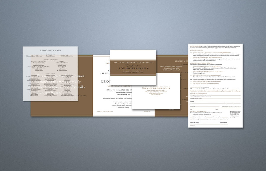Direct Mail Program: Five part direct mail program with six sequential mail drops. Invites print metallic silver and gold plus black and AQ over black, metallic gold and AQ. Different lots each with reply card (3/3), carrier envelopes on metallic stock and vellum inserts all with oxydry ink, reply envelopes printing metallic gold.