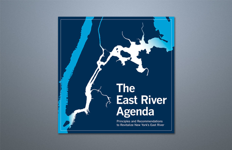 benchmark-municipal-arts-society-ny1 East River Booklet: 16 page + Cover, 11 x 11 stitched booklet, printed 4-color process plus Aqueous throughout. 100# coated text, 100# coated cover. Critical job with critical delivery schedule met while making multiple revisions.