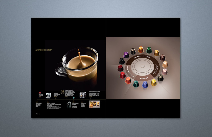 56 page + cover book: 8 11/16" x 11 7/8" trim size. Printing 4 color process + aqueous coating throughout.