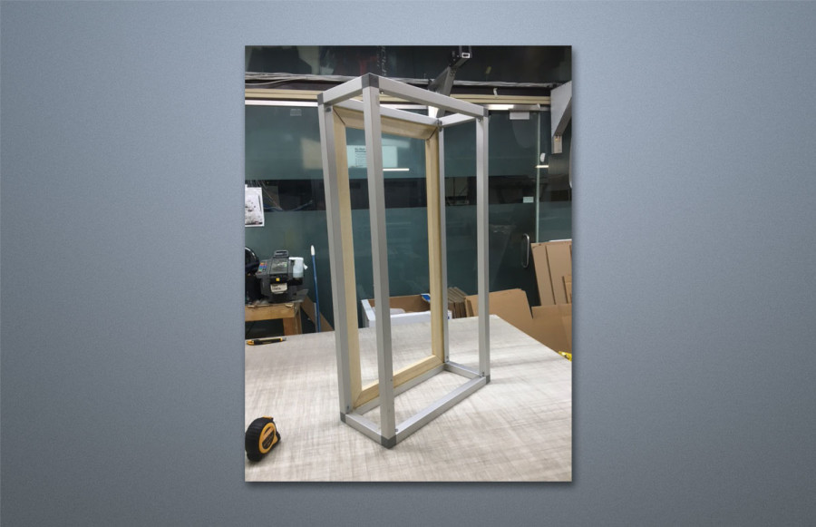 Gala Decoration: Create seven, 8 foot high walls x 6” deep by constructing individual wood frames and attaching printed Poly Canvas with blank canvas behind to prevent show-through.  All imaged from client’s art.  Free-standing units held together with hidden sandbags.