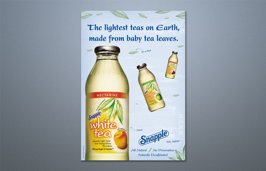 Snapple Bus Shelter: 330 Bus shelters, 4 color silkscreen on front and 2 "bump" colors on back. Printed on opaline bristol.
