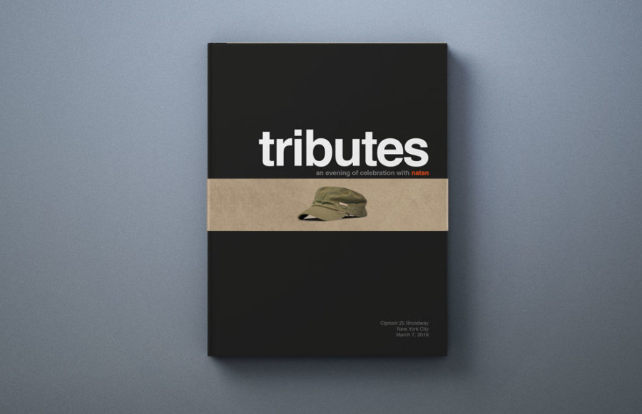 Natan Sharansky Tribute Books: 600 Hard cover editorial books. 9.25 x 12 plus bleed upright page trim. 88 pages editorial content 4CP + PMS 1655 Orange + AQ 2/sides (6/6)